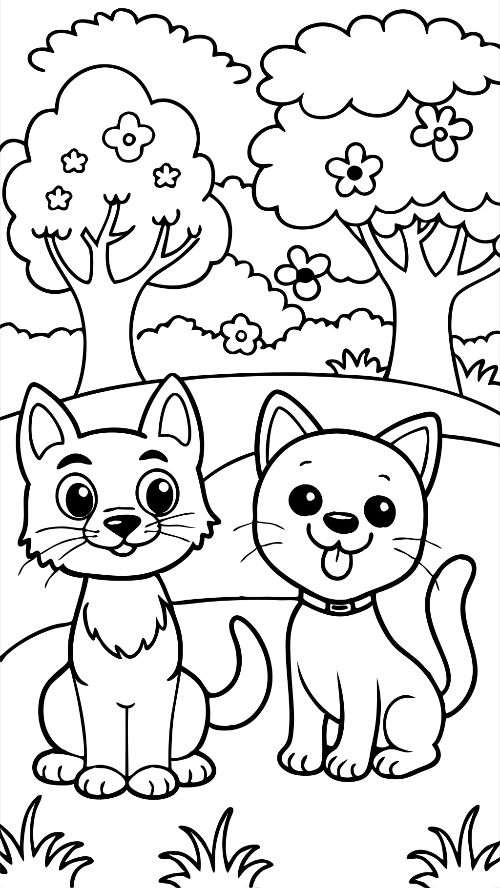 kids coloring pages cat and dog